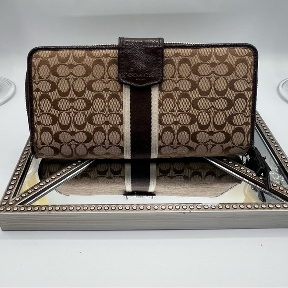 Coach Signature Brown and Tan Wallet - Picture 1 of 7